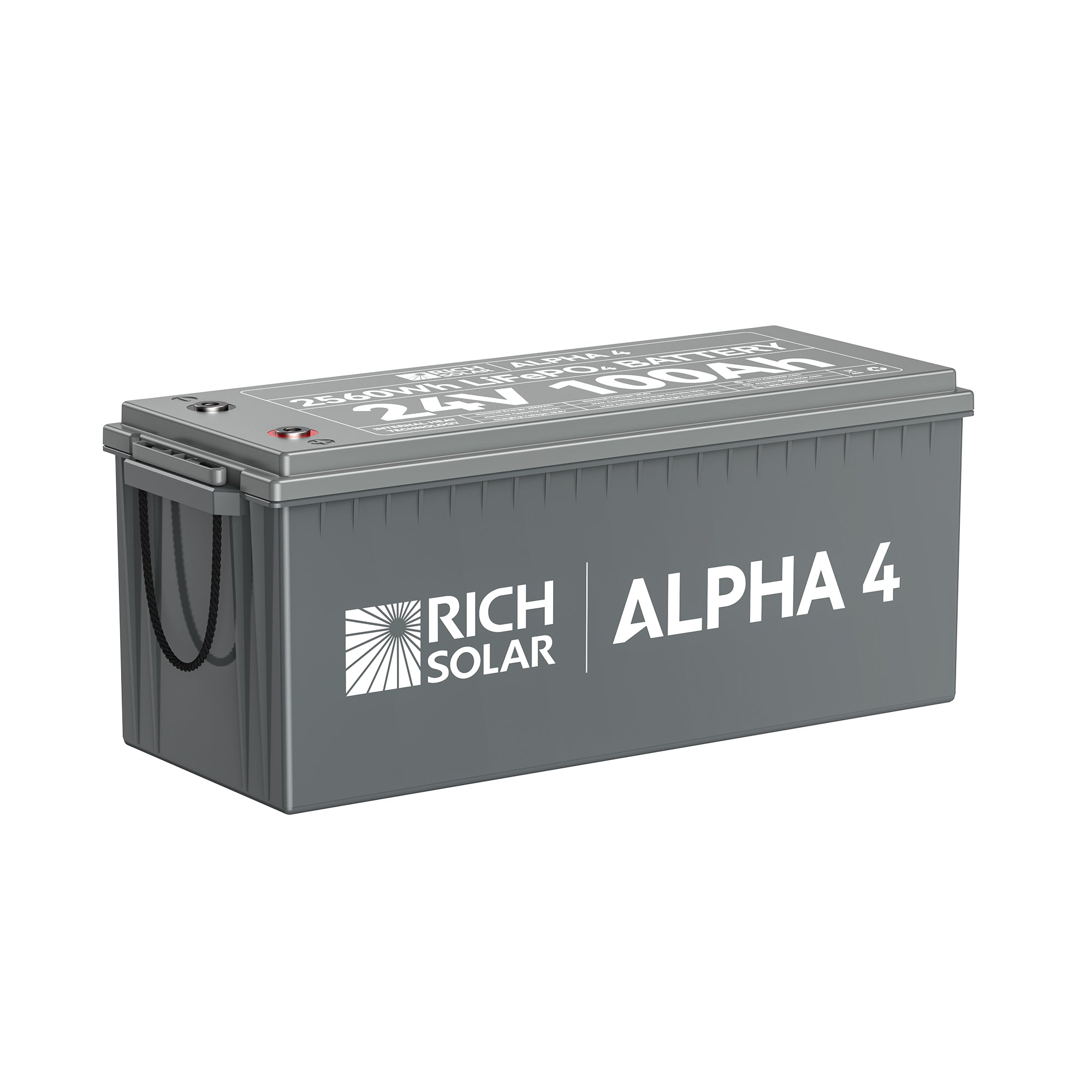 RICH SOLAR ALPHA 4 - 24V 100Ah LiFePO4 Battery, 5,000 Cycles, Bluetooth & Internal Heat Technology