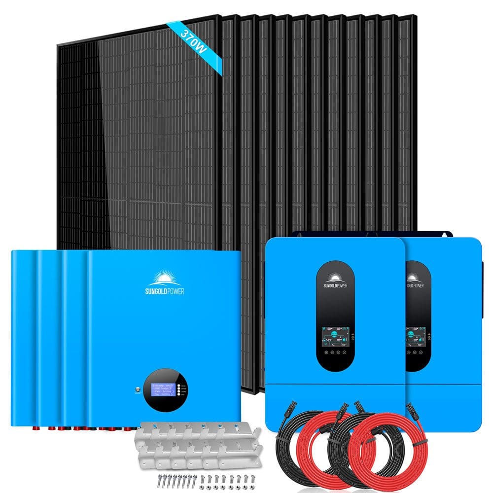 Sungold Power | Off-Grid Solar Kit | 13,000W 48VDC 120VAC/240V | 20.48kWh PowerWall Lithium Battery | 12 x 370 Watts Solar Panels | SGM-1320M Solar Kits SunGoldPower