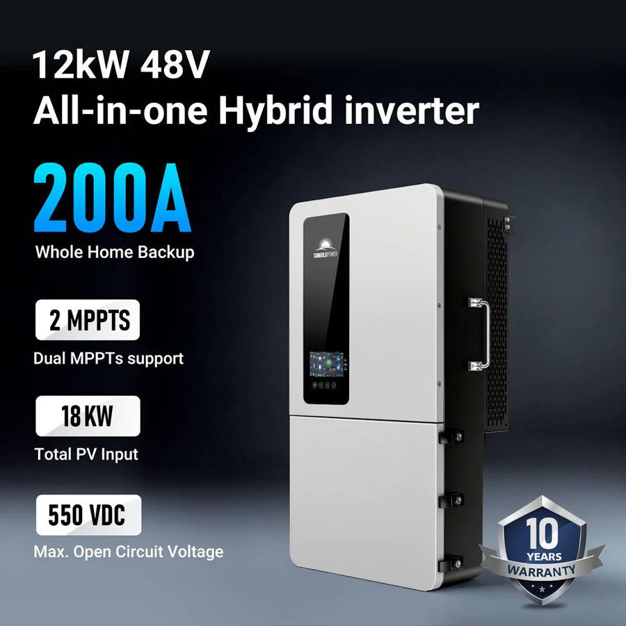Sungold Power 12KW 48V All-in-one Hybrid Solar inverter | Whole Home Backup (200A)| SGS-12K18MAX