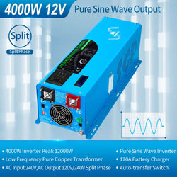 Sungold Power 4000W DC 12V Split Phase Pure Sine Wave Inverter With Charger Off-Grid Inverters SunGoldPower