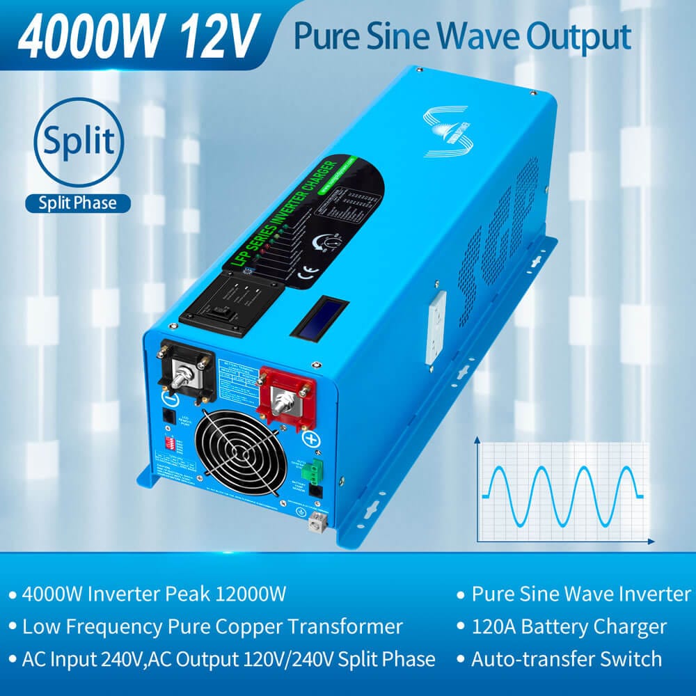 Sungold Power 4000W DC 12V Split Phase Pure Sine Wave Inverter With Charger Off-Grid Inverters SunGoldPower