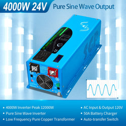 Sungold Power 4000W DC 24V Pure Sine Wave Inverter With Charger Off-Grid Inverters SunGoldPower