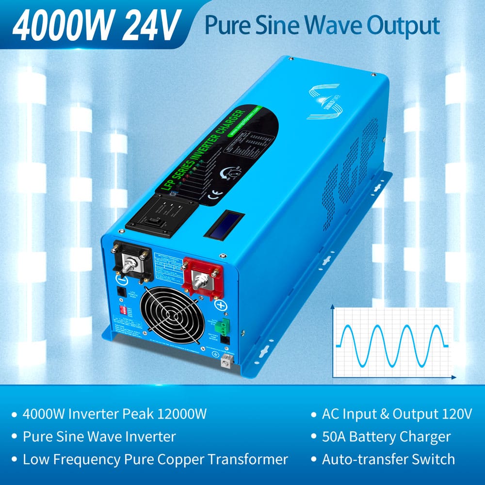 Sungold Power 4000W DC 24V Pure Sine Wave Inverter With Charger Off-Grid Inverters SunGoldPower