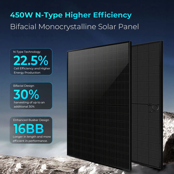 Sungold Power 450 Watt Bifacial N-Type Monocrystalline Solar Panel SGN-450-BDG5 (32 PANELS) UL61730
