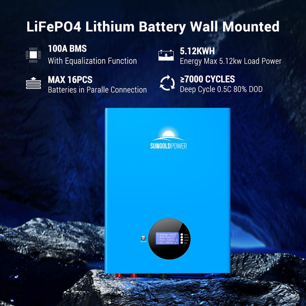 Sungold Power 5.12KWH Powerwall LiFePO4 Lithium Battery Wall Mount Batteries SunGoldPower