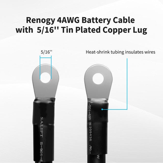 Renogy Copper Battery Interconnect Cable for 5/16 in Lugs Cable & Wire Renogy