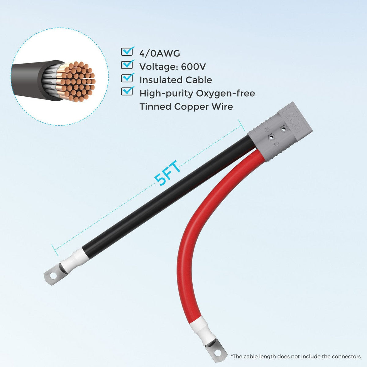Renogy 5FT 4/0AWG Anderson Adapter Cable (Anderson SB350 - 5/16 in Lugs） Battery & Inverter Cables Renogy