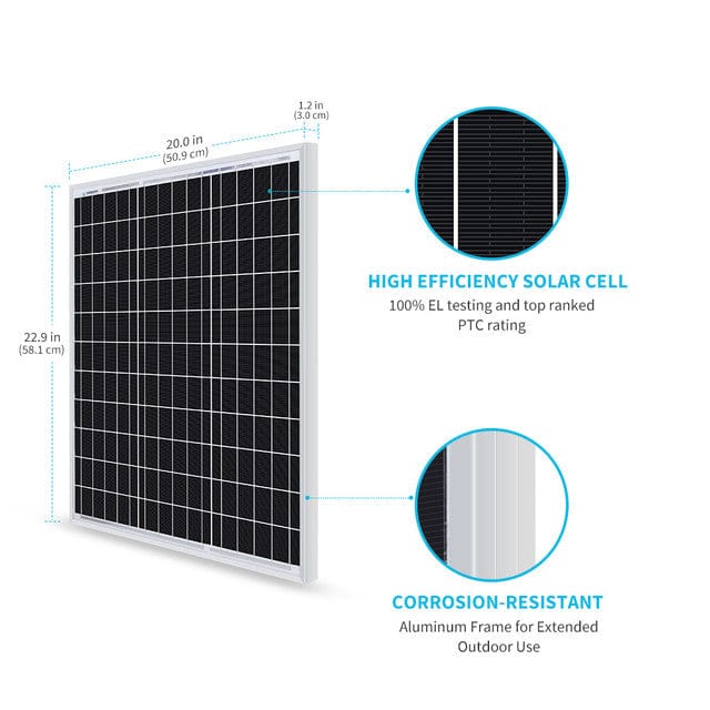 Renogy 50 Watt 12 Volt Monocrystalline Solar Panel Solar Panels Renogy
