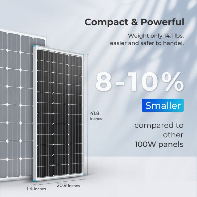Renogy 100 Watt 12 Volt Monocrystalline Solar Panel (Compact Design) Solar Panels Renogy