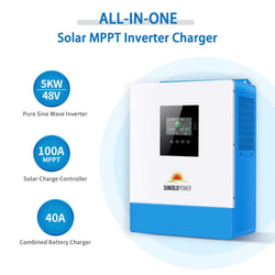 Sungold Power Off-Grid Solar Kit 10000W 48VDC 120VAC/240V 20.48KWH Powerwall Lithium Battery 12 X 415 Watts Solar Panels Solar Kits SunGoldPower