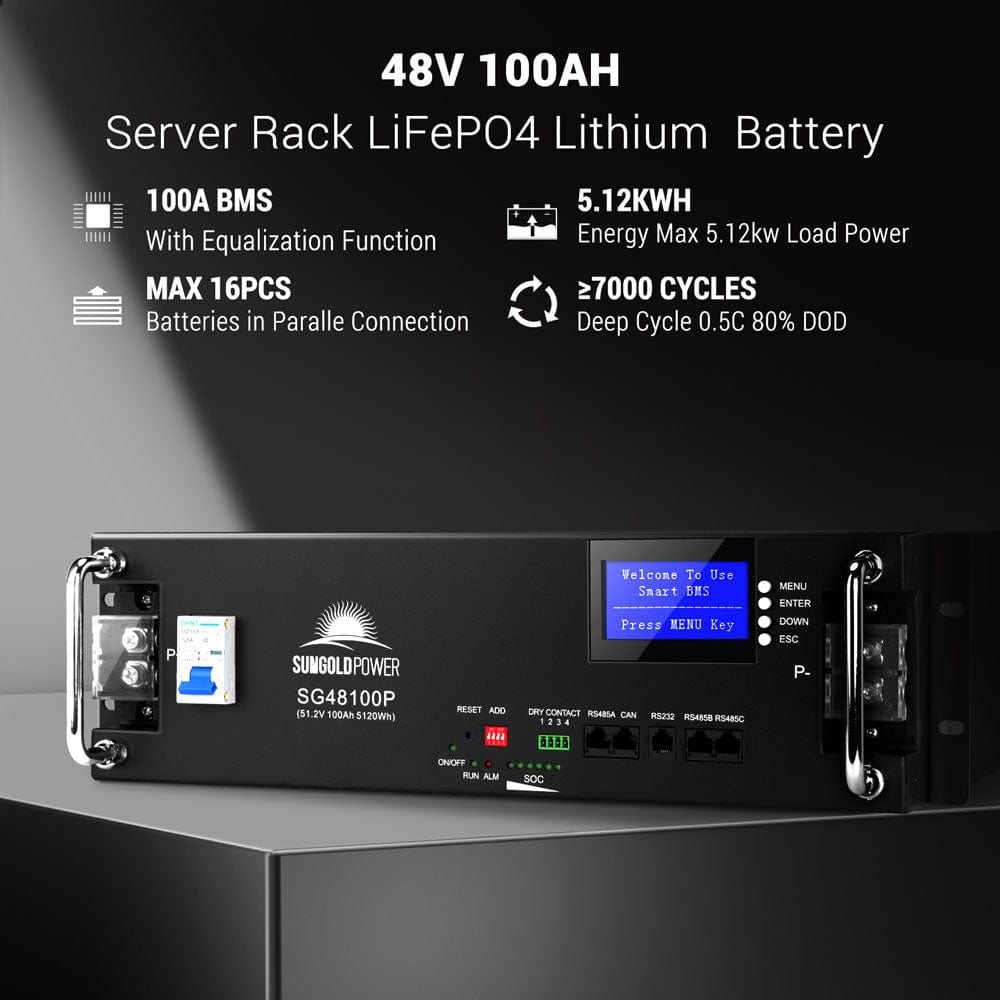 Sungold Power 48V 100AH Server Rack LiFePO4 Lithium Battery Server Rack Batteries SunGoldPower