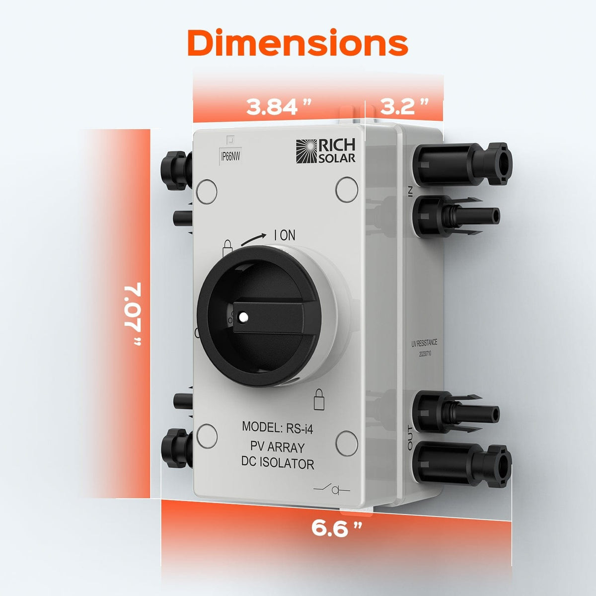 RICH SOLAR Solar PV DC Quick Disconnect Switch | Solar Array DC Quick Disconnect Switch | 1500 Volt 32 Amp | 4 Pole 2 Strings | Easy to Install Switch RICH SOLAR