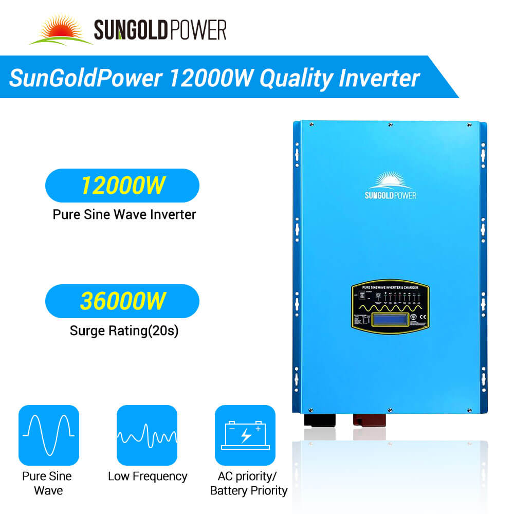 Sungold Power Complete Off-Grid Solar Kit 12000W 48V 120V/240V output 10.24KWH Lithium Battery 5400 Watt Solar Panel