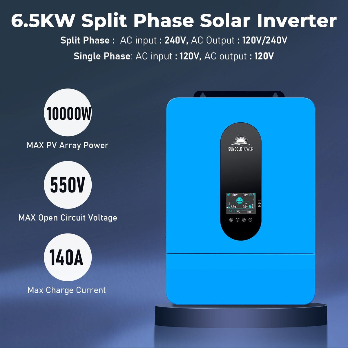 SunGold Power | 6.5kW 48V Split Phase Solar Inverter | SPH6548P Hybrid Inverters SunGoldPower