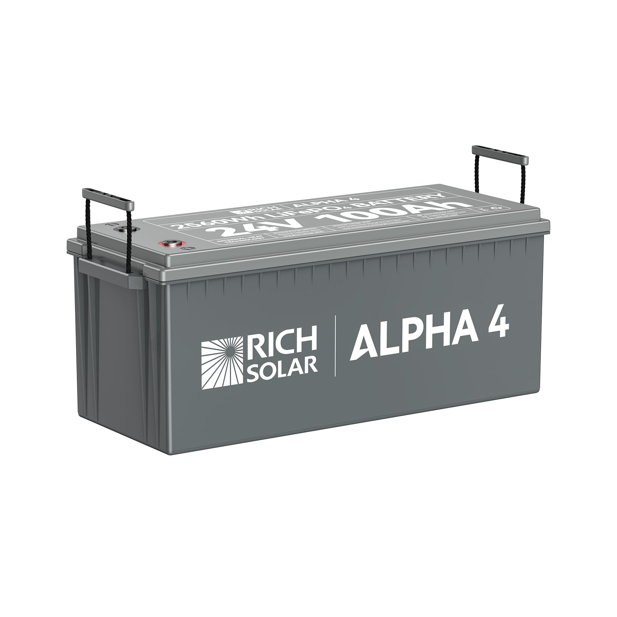 RICH SOLAR ALPHA 4 - 24V 100Ah LiFePO4 Battery, 5,000 Cycles, Bluetooth & Internal Heat Technology