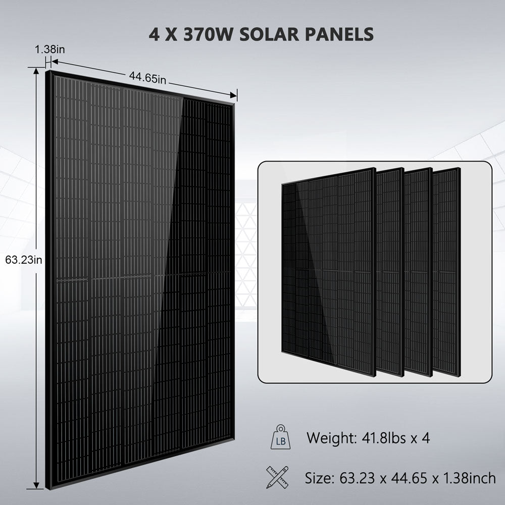 Sungold Power Off-Grid Solar Kit 6500W 48VDC 120VAC 5.12KWH PowerWall Lithium Battery 4 X 370 Watts Solar Panels