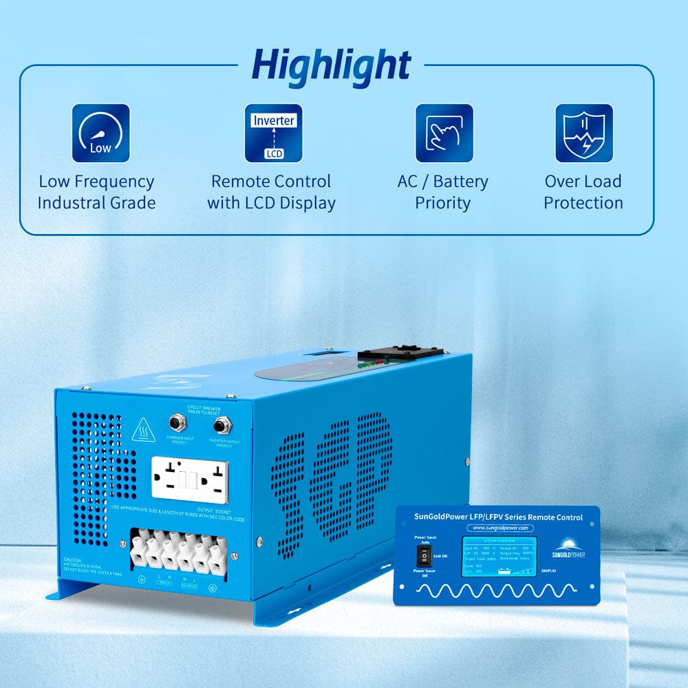 Sungold Power 2000W DC 12V Pure Sine Wave Inverter With Charger Off-Grid Inverters SunGoldPower