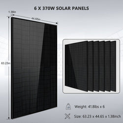 Sungold Power Off-Grid Solar Kit 6000W 24VDC 120V/240V LiFePO4 10.24KWH Lithium Battery 6 X 370 Watt Solar Panels Solar Kits SunGoldPower