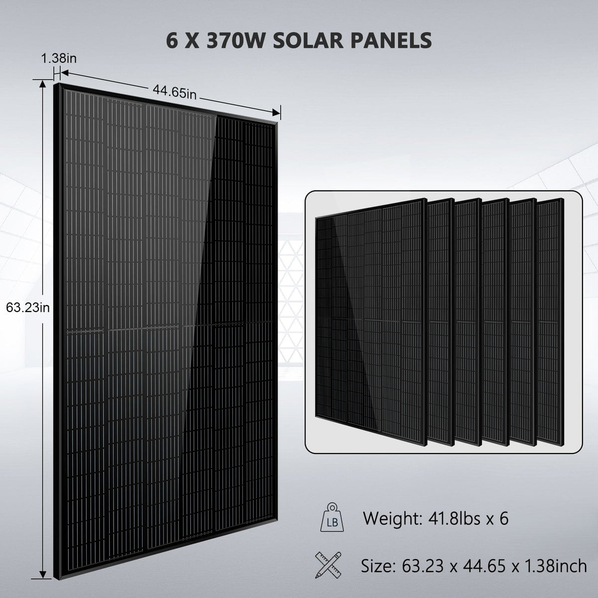 Sungold Power Off-Grid Solar Kit 6000W 24VDC 120V/240V LiFePO4 10.24KWH Lithium Battery 6 X 370 Watt Solar Panels Solar Kits SunGoldPower