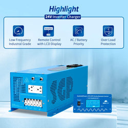Sungold Power 3000W DC 24V Pure Sine Wave Inverter With Charger Off-Grid Inverters SunGoldPower