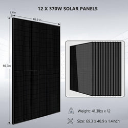 Sungold Power | Off-Grid Solar Kit | 13,000W 48VDC 120VAC/240V | 20.48kWh PowerWall Lithium Battery | 12 x 370 Watts Solar Panels | SGM-1320M Solar Kits SunGoldPower
