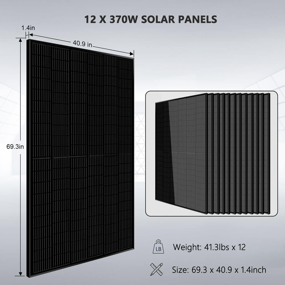 Sungold Power | Off-Grid Solar Kit | 13,000W 48VDC 120VAC/240V | 20.48kWh PowerWall Lithium Battery | 12 x 370 Watts Solar Panels | SGM-1320M Solar Kits SunGoldPower