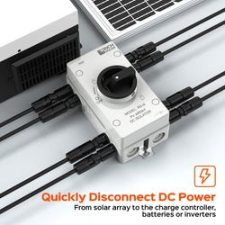 RICH SOLAR Solar PV DC Quick Disconnect Switch | Solar Array DC Quick Disconnect Switch | 1500 Volt 32 Amp | 4 Pole 2 Strings | Easy to Install Switch RICH SOLAR