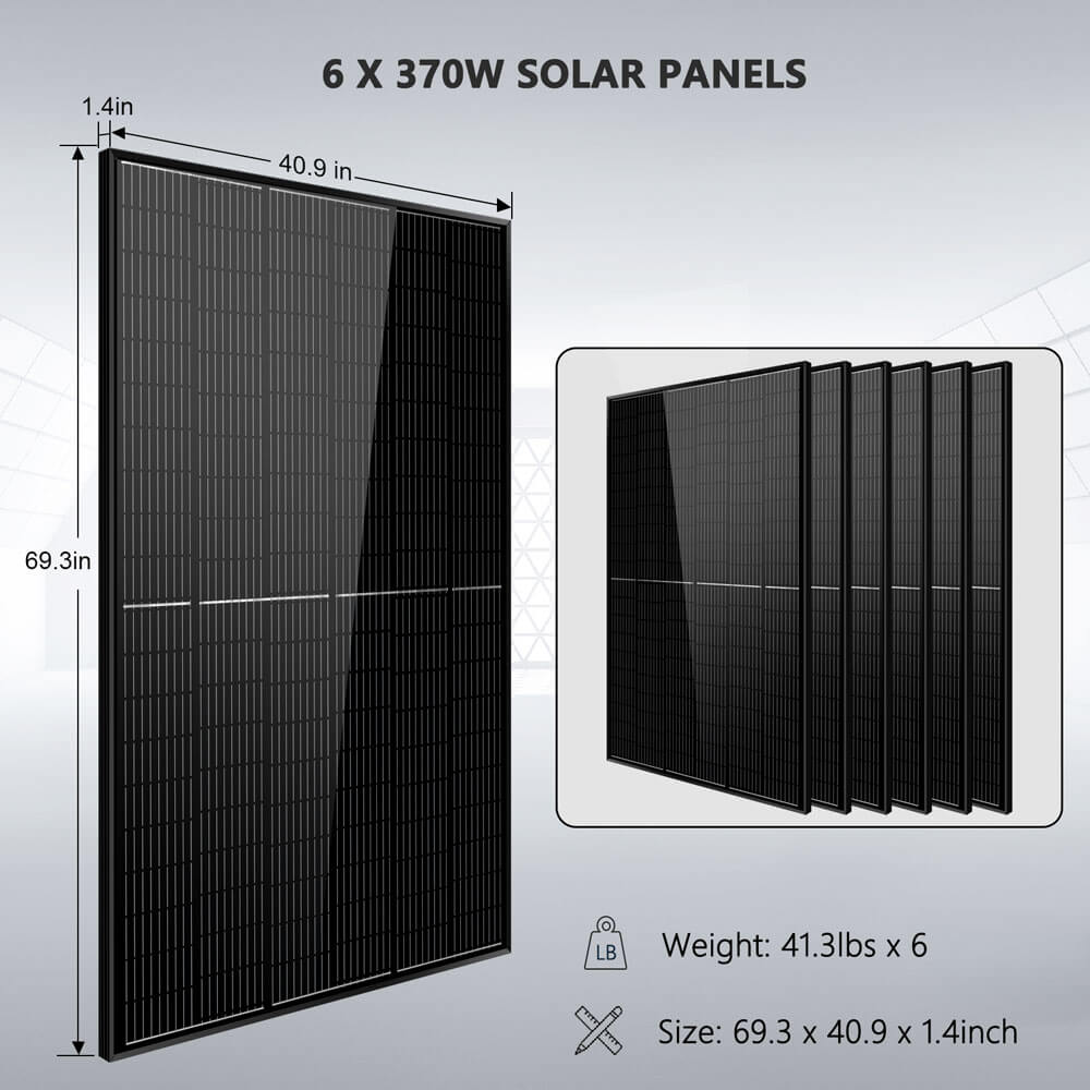 Sungold Power 6500W 48VDC 120/240VAC Off-Grid Solar Kit with 10.24KWH PowerWall Lithium Battery 6 X 370 Watts Solar Panels SGM-6510M