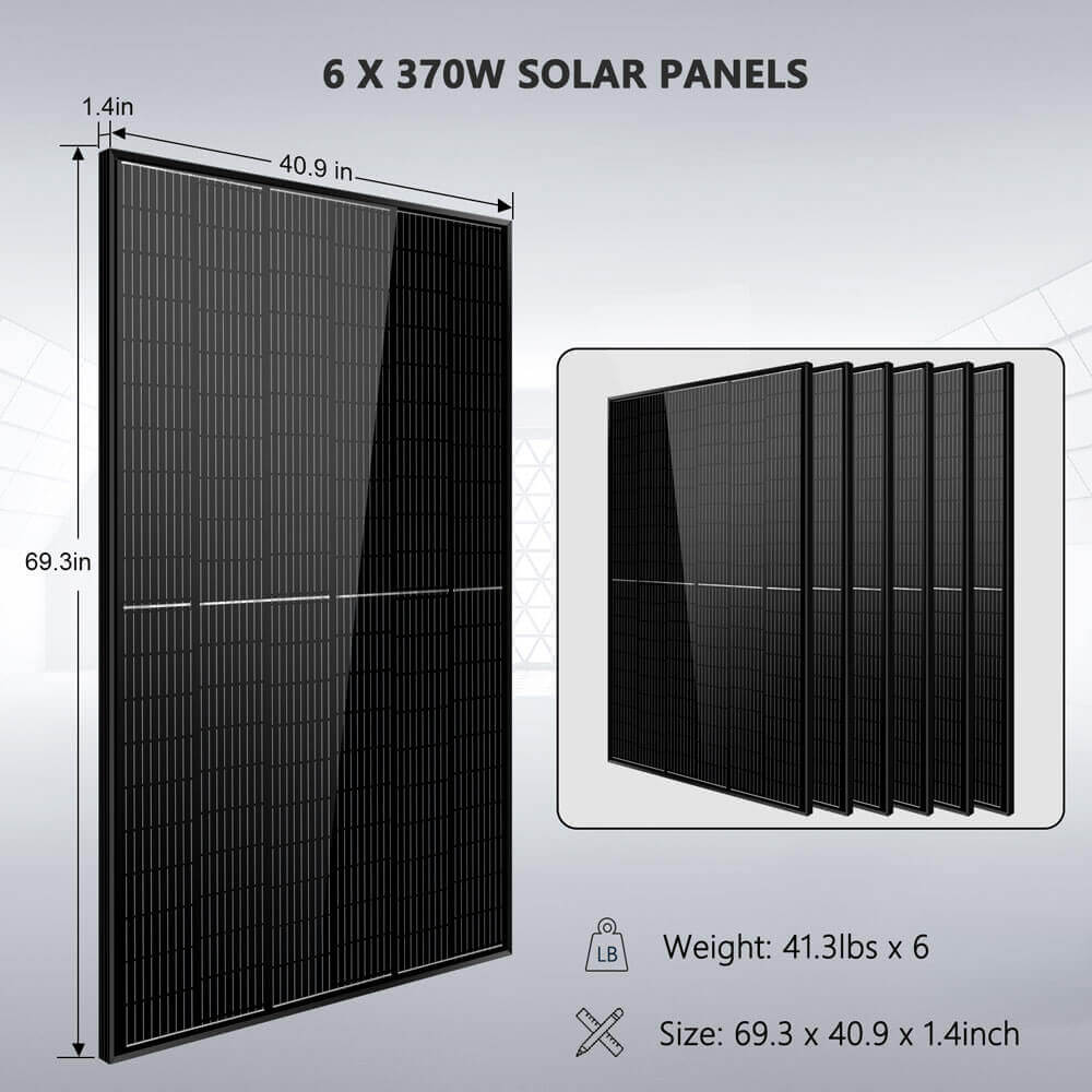Sungold Power Off-Grid Solar Kit 6000W 48VDC 120V/240V LifePO4 10.24KWH Lithium Battery 6 X 370 Watt Solar Panels