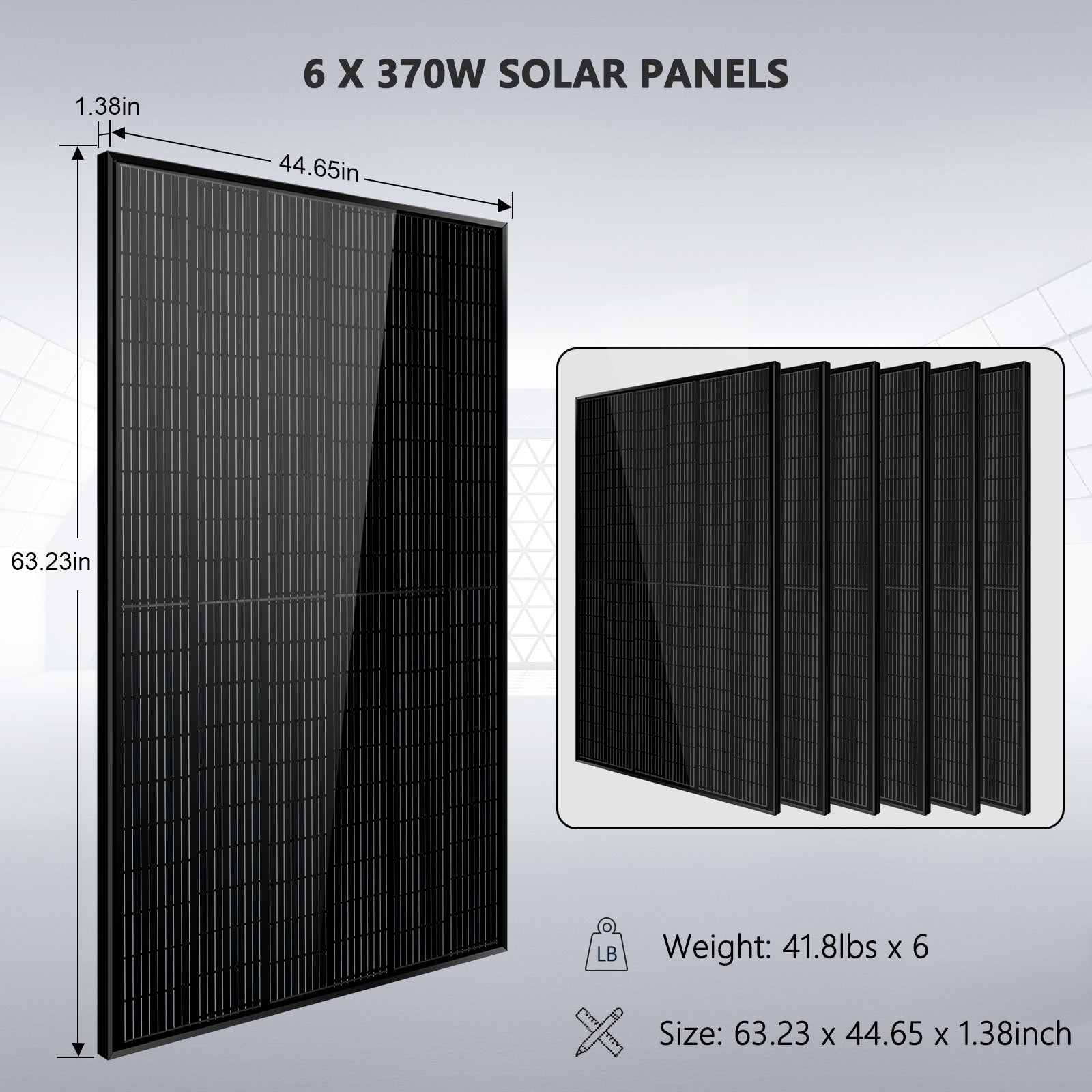 Sungold Power Off-Grid Solar Kit 5000W 48VDC 120V 10.24KWH PowerWall Lithium Battery 6 X 370 Watts Solar Panels