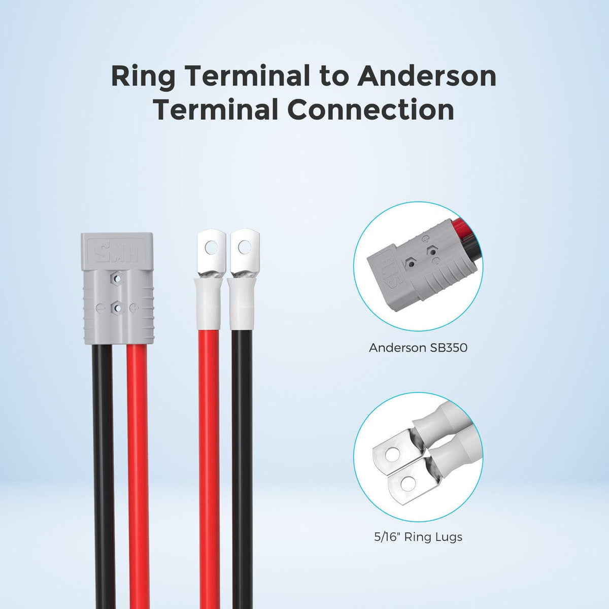 Renogy 5FT 3/0AWG Anderson Adapter Cable (Anderson SB350 - Ring Lug） Battery & Inverter Cables Renogy