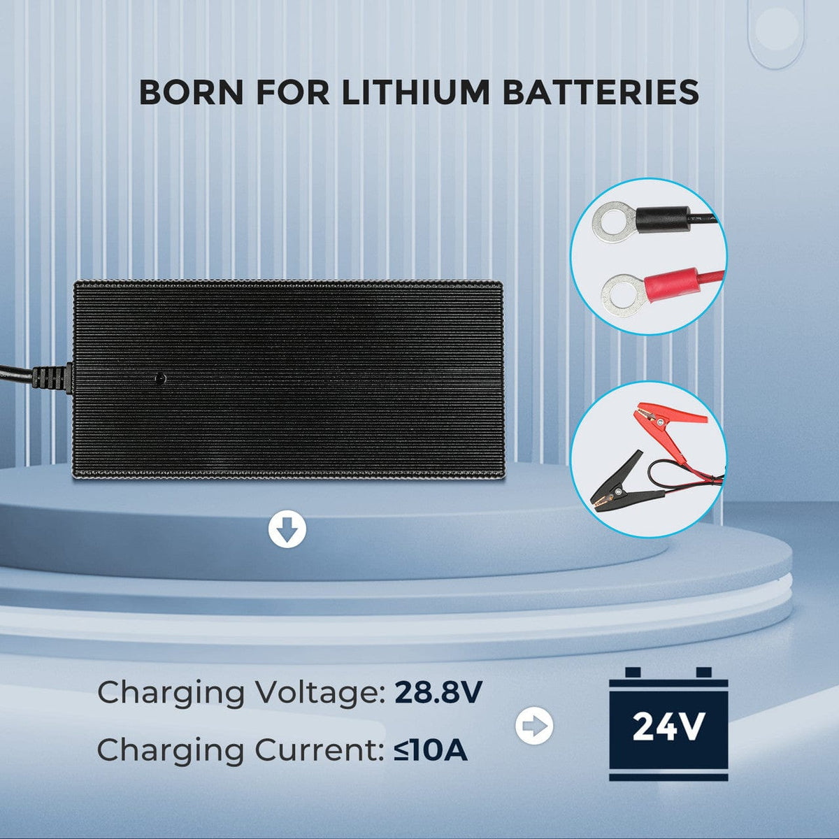 Renogy 24V 10A AC-to-DC LFP Portable Battery Charger AC To DC Battery Chargers Renogy