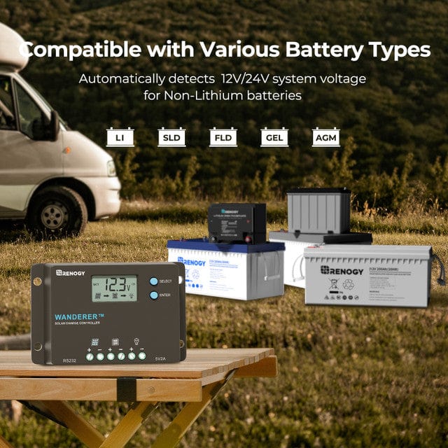 Renogy Wanderer 10A PWM Solar Charge Controller Solar Charge Controllers Renogy