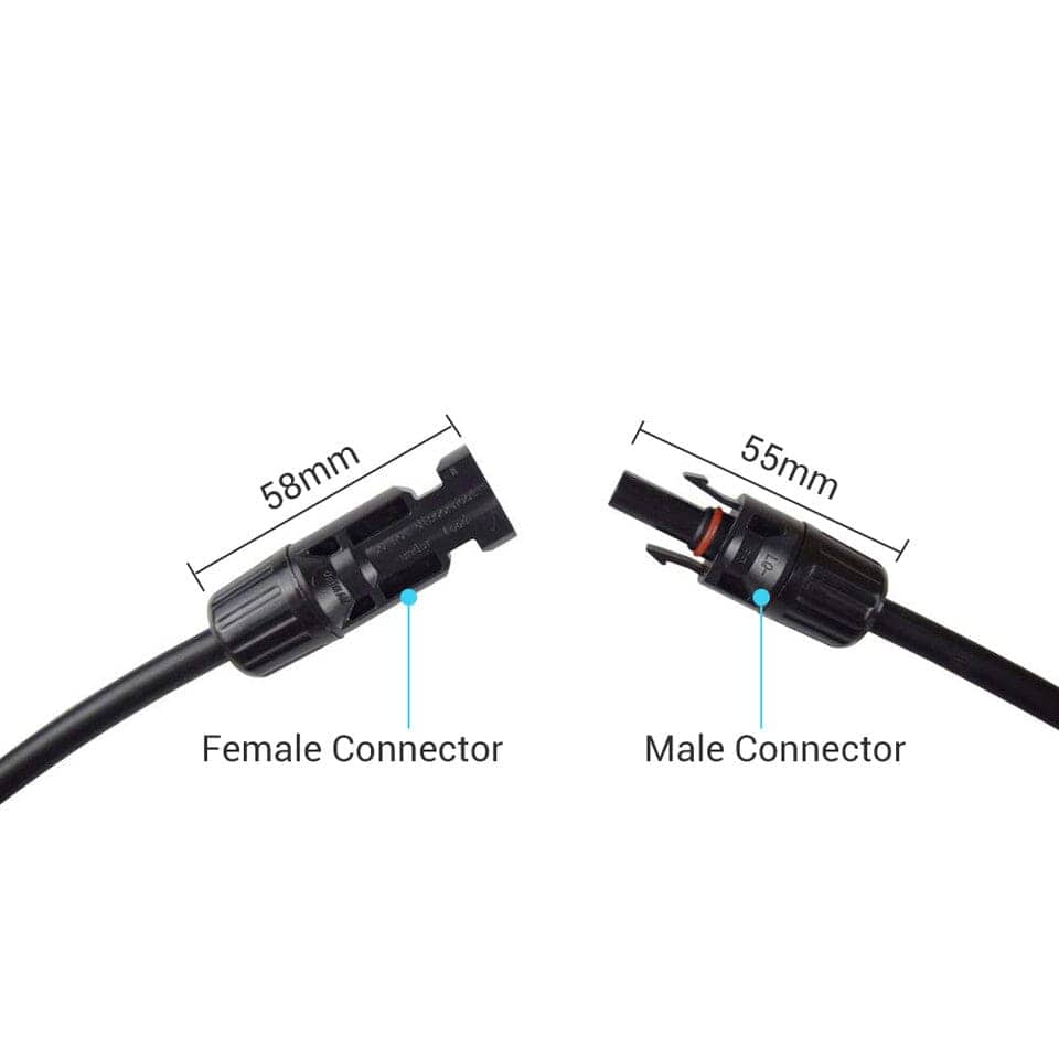 Renogy Solar Panel Extension Cable with Male to Female Solar Connectors (Single) Cable & Wire Renogy