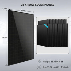 SunGold Power Hybrid Solar Kit 11.4KW 48V Split Phase 30.72KWH Lithium Battery 28 X 450 Watt Solar Panel