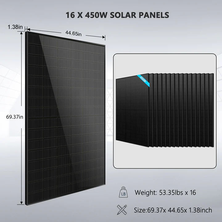 SunGold Power Hybrid Solar Kit 11.4KW 48V Split Phase 20.48KWH Lithium Battery 450 Watt Solar Panel