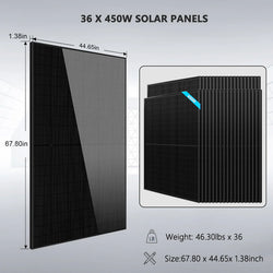 SunGold Power Hybrid Solar Kit 11.4KW 48V Split Phase 51.2 KWH Lithium Battery 36 X 450 Watt Solar Panel