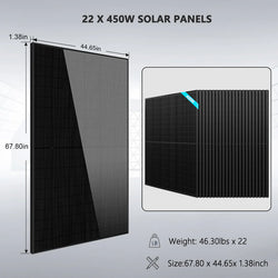 Sungold Power Off Grid Solar Kit 13000W 48VDC 120V/240V LiFePO4 25.6KWh Lithium Battery 22 x 450 Watts Solar Panels