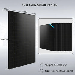 Sungold Power Off-Grid Solar Kit 10KW 48VDC 120V/240V LifePo4 20.48KWH Lithium Battery 12 X 450 Watts Solar Panels SGR-10K20E