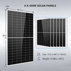 Sungold Power Complete off Grid Solar Kit 6500W 48V 120V/240V output 10.24KWH Lithium Battery 6 X 450-Watt Solar Panel SGK-65PRO