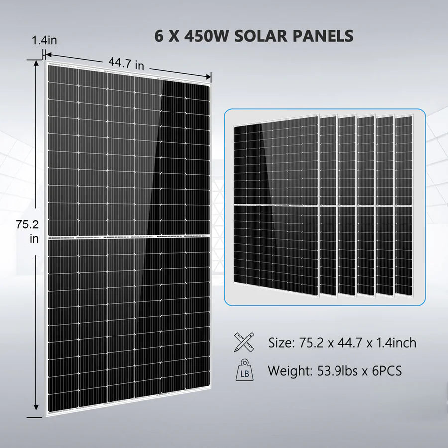 Sungold Power Complete off Grid Solar Kit 6500W 48V 120V/240V output 10.24KWH Lithium Battery 6 X 450-Watt Solar Panel SGK-65PRO