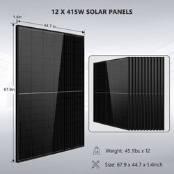 Sungold Power Off-Grid Solar Kit 10000W 48VDC 120VAC/240V 20.48KWH Powerwall Lithium Battery 12 X 415 Watts Solar Panels Solar Kits SunGoldPower