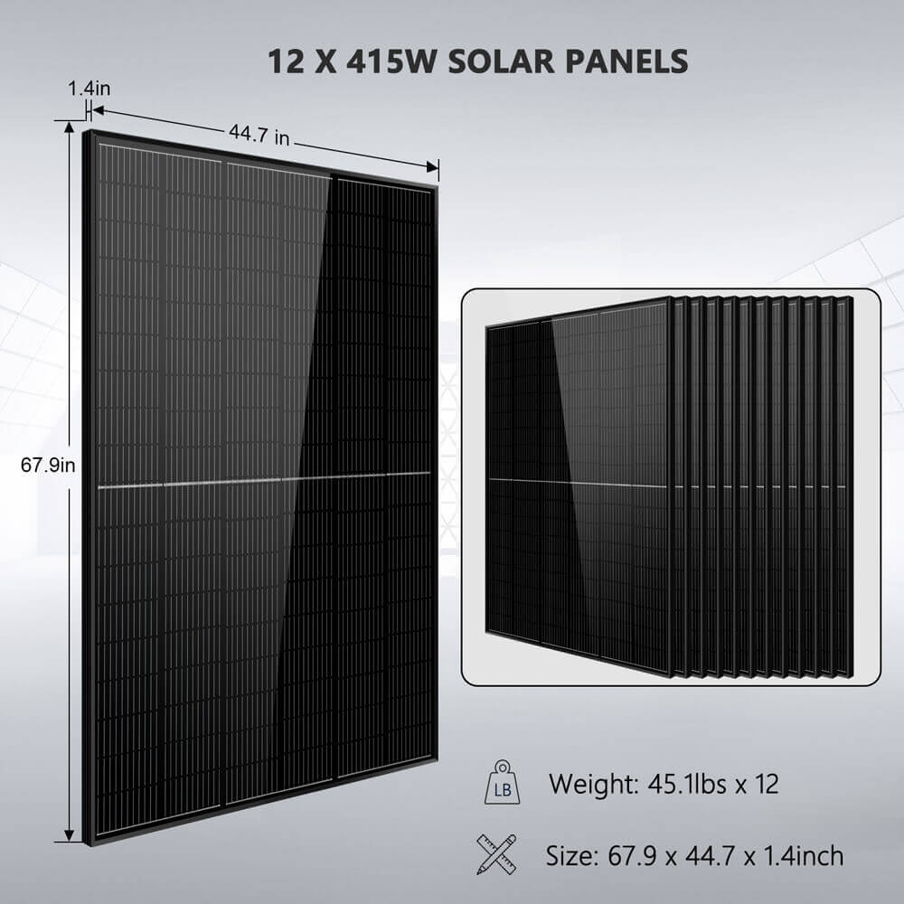 Sungold Power Off-Grid Solar Kit 10000W 48VDC 120VAC/240V 20.48KWH Powerwall Lithium Battery 12 X 415 Watts Solar Panels Solar Kits SunGoldPower