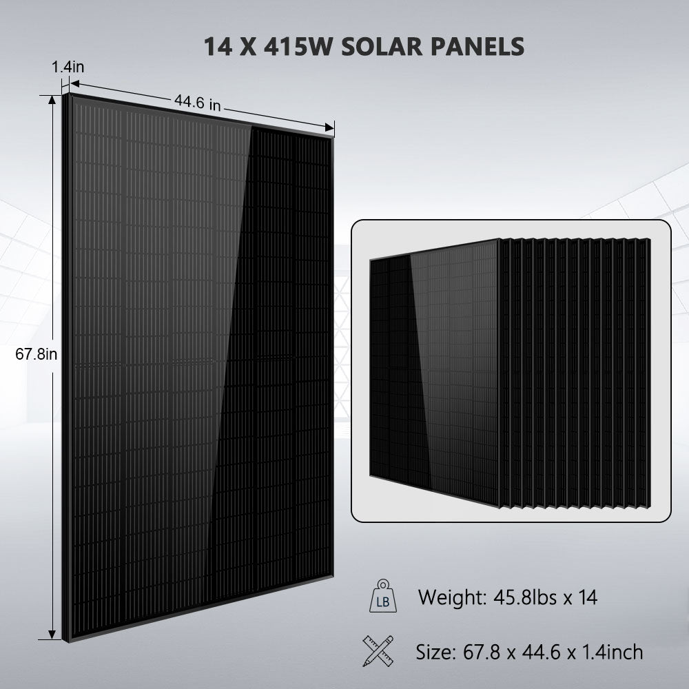 SunGold Power | Off-Grid Solar Kit | 13,000W 48VDC 120V/240V | LiFePO4 20.48 kWh Lithium Battery | 14 x 415 Watt Solar Panels | SGR-13KM