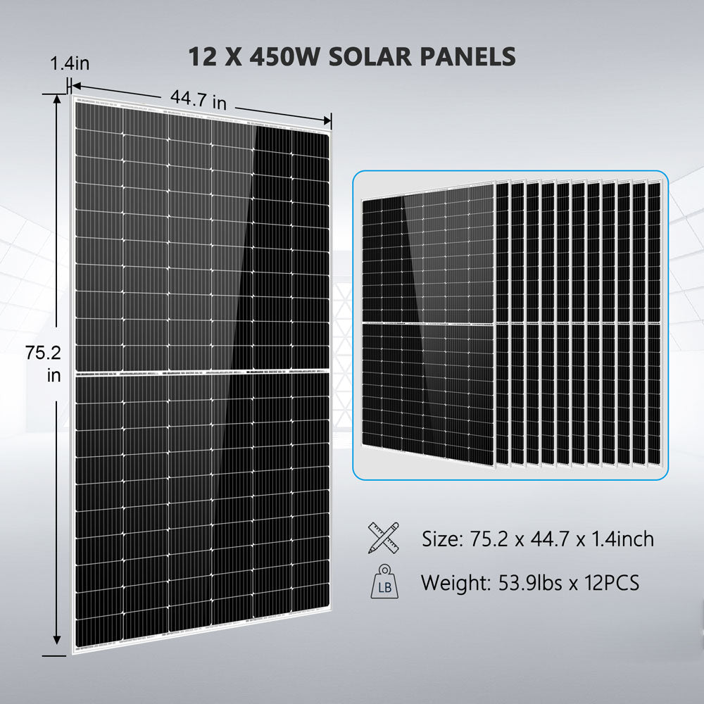 Sungold Power Complete Off-Grid Solar Kit 12000W 48V 120V/240V output 10.24KWH Lithium Battery 5400 Watt Solar Panel