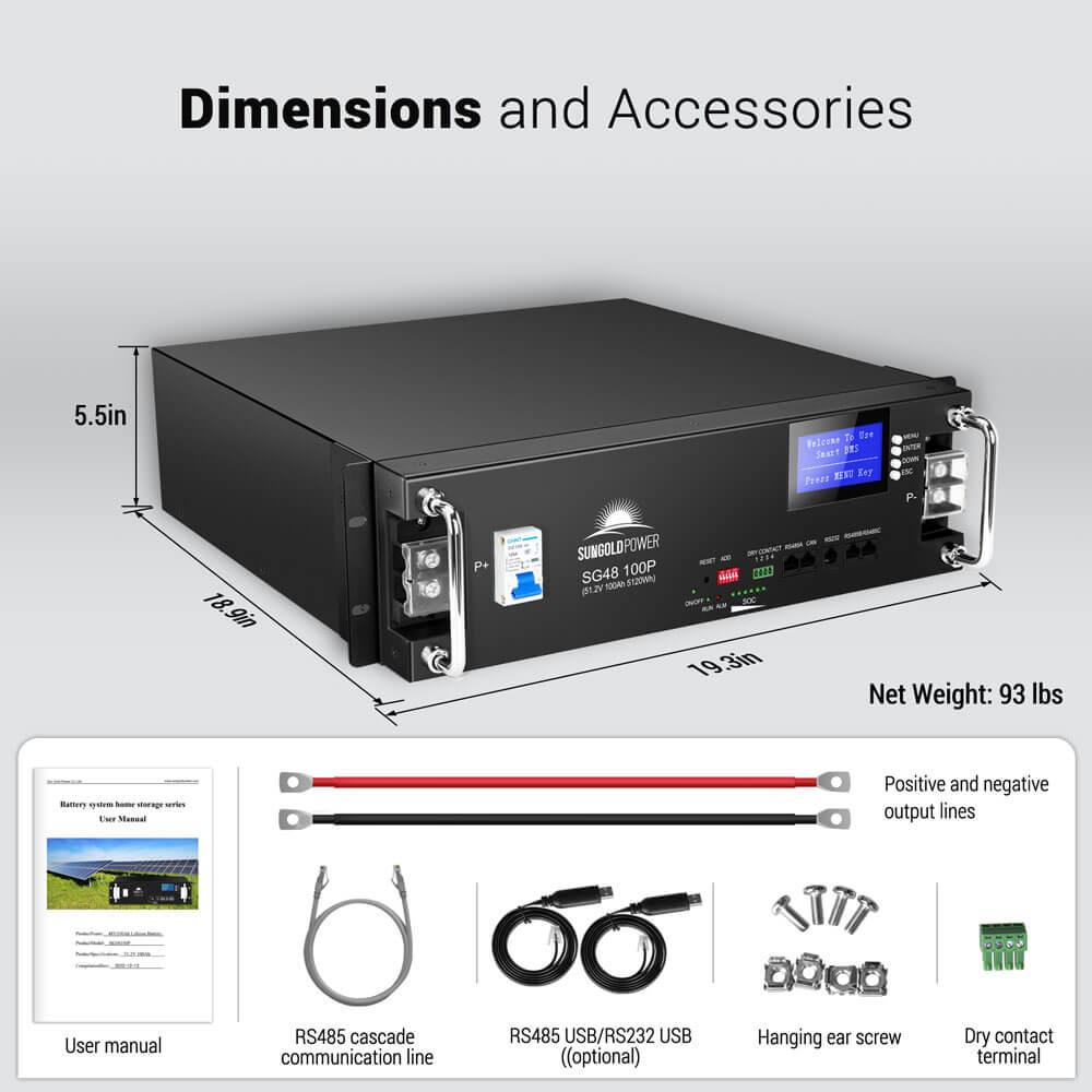 Sungold Power | 2 X 48V 100Ah Server Rack LiFePO4 Lithium Battery | SG48100P Server Rack Batteries SunGoldPower