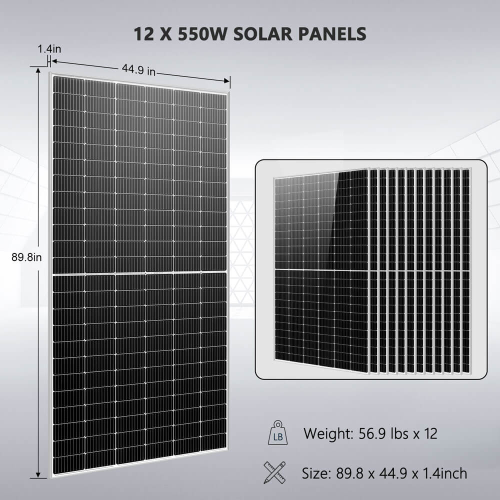 Sungold Power Off-Grid Solar Kit 12 X 550 WATTS SOLAR PANELS 25.6KWH LITHIUM BATTERY 10KW SOLAR INVERTER 48VDC 120V/240V