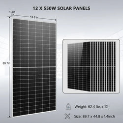 Sungold Power Off-Grid Solar Kit 12 X 550 WATTS SOLAR PANELS 32.14KWH LITHIUM BATTERY 10KW SOLAR INVERTER 48VDC 120V/240V | SGR-10K32P
