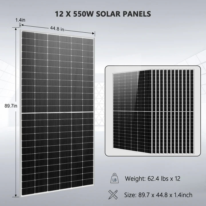 Sungold Power Off-Grid Solar Kit 12 X 550 WATTS SOLAR PANELS 32.14KWH LITHIUM BATTERY 10KW SOLAR INVERTER 48VDC 120V/240V | SGR-10K32P