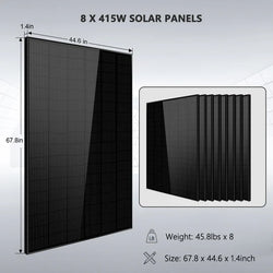Sungold Power Off-Grid Solar Kit 8000W 48VDC 120V/240V LifePo4 16.07KWH Lithium Battery 8 X 415 Watts Solar Panels SGR-8K16P